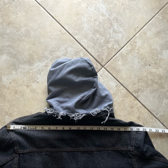 Denim Hooded Jacket Japanese/Hong Kong Style Distress Jacket Hole Retro Loose - Picture 11 of 13